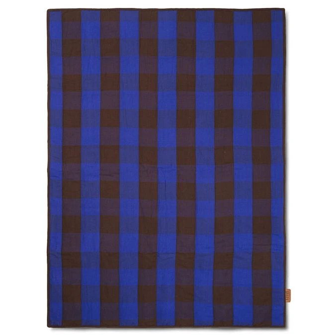 Photo of Grand Quilted Blanket - Tæppe - Choco/bright Blue - W120 X H170 X D2 Cm