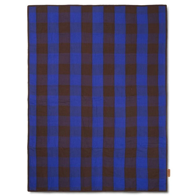Photo of Grand Quilted Blanket - Tæppe - Choco/bright Blue - W120 X H170 X D2 Cm